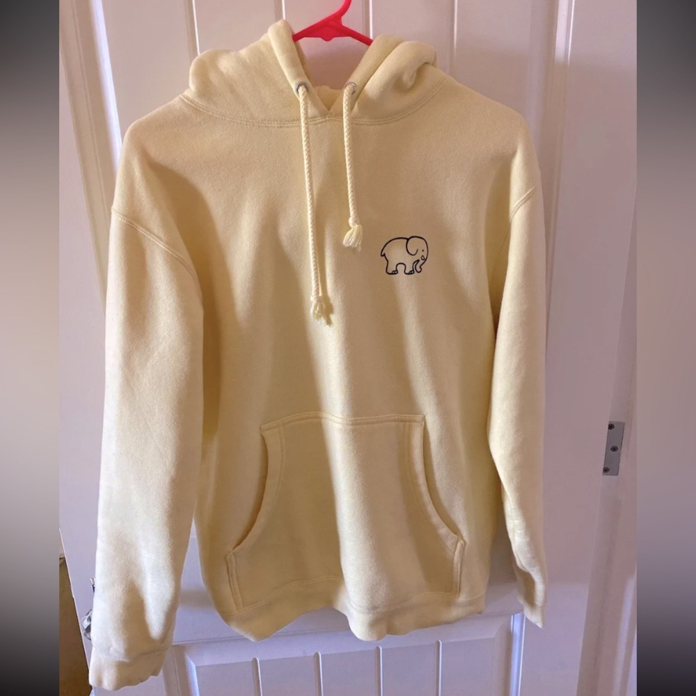 Ivory Ella Butter Yellow Sweatshirt with Purple Elephant logo NWOT
